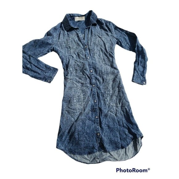 CLOTH & STONE Chambray Shirt Dress XS Blue Button Front Anthropologie Pockets - Picture 10 of 10